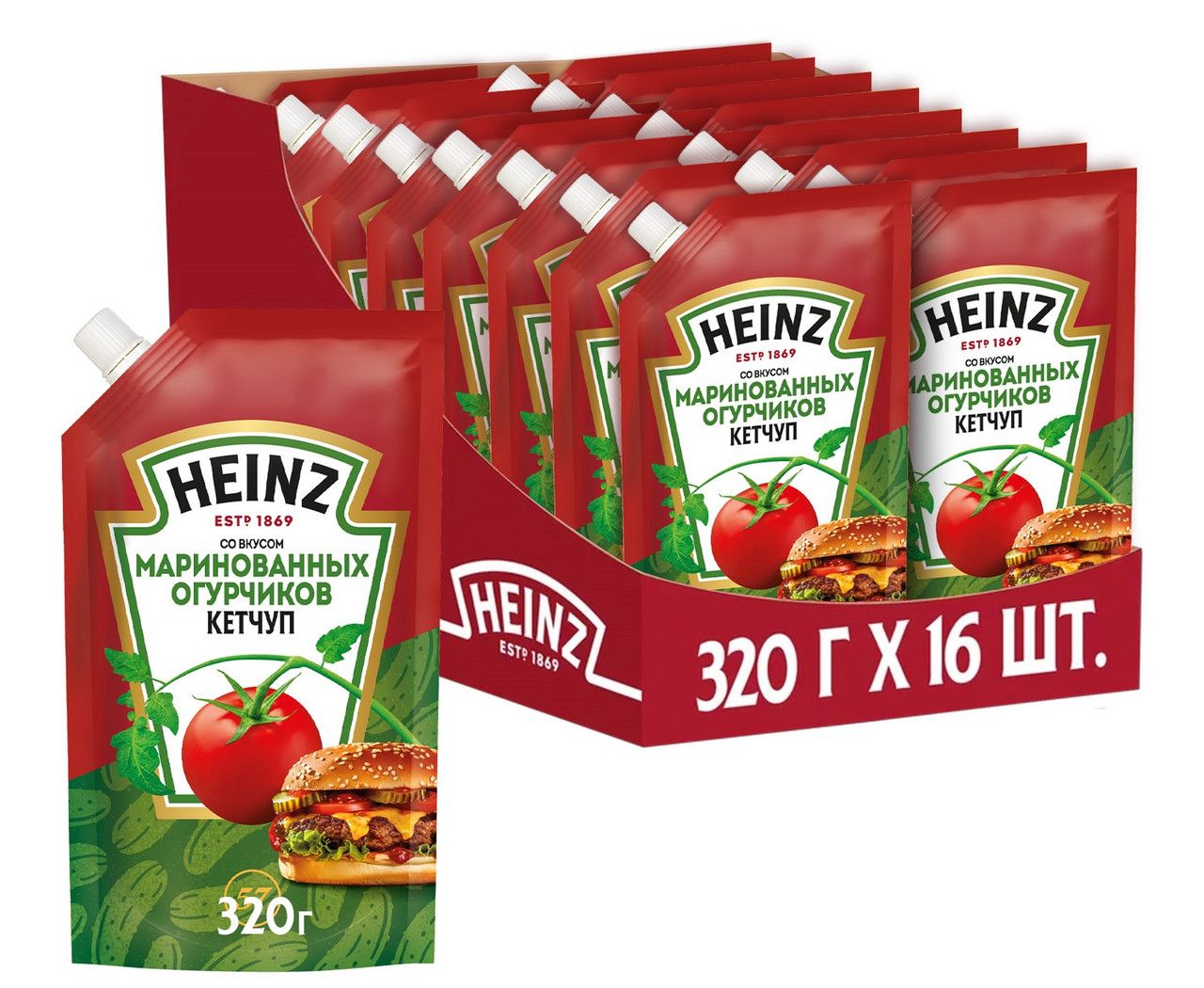Кетчуп Heinz маринованные огурчики, 320г х 16шт