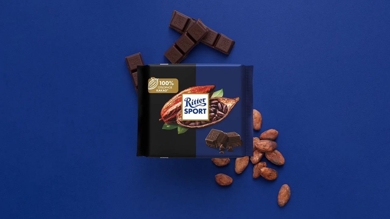 Шоколад Ritter Sport Темный 74% какао с насыщенным вкусом из Перу, 100г. Набор 12 шт.