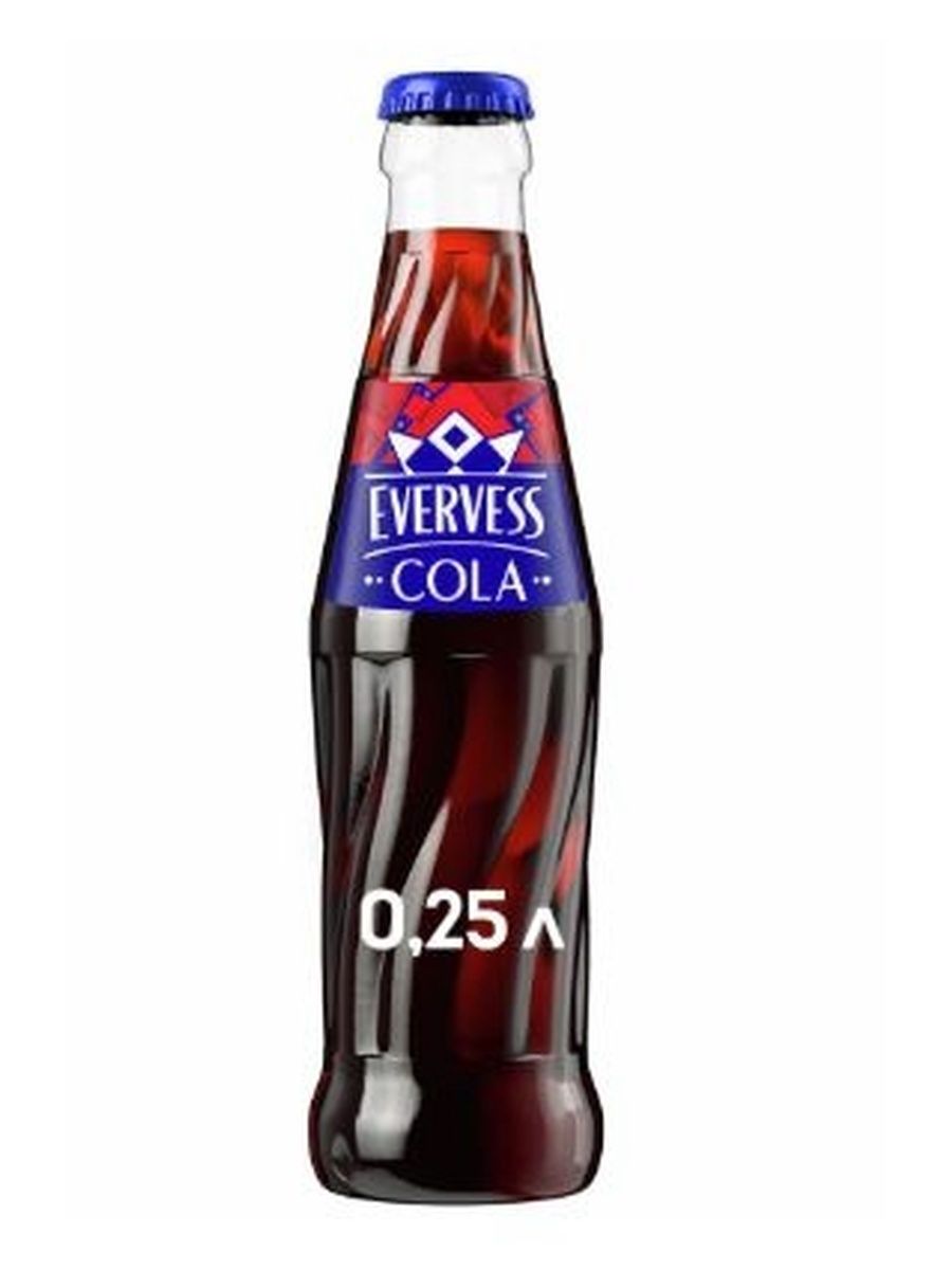 Напиток Evervess газированный, Cola, 0,25л. Стекло. Упаковка 12 шт.