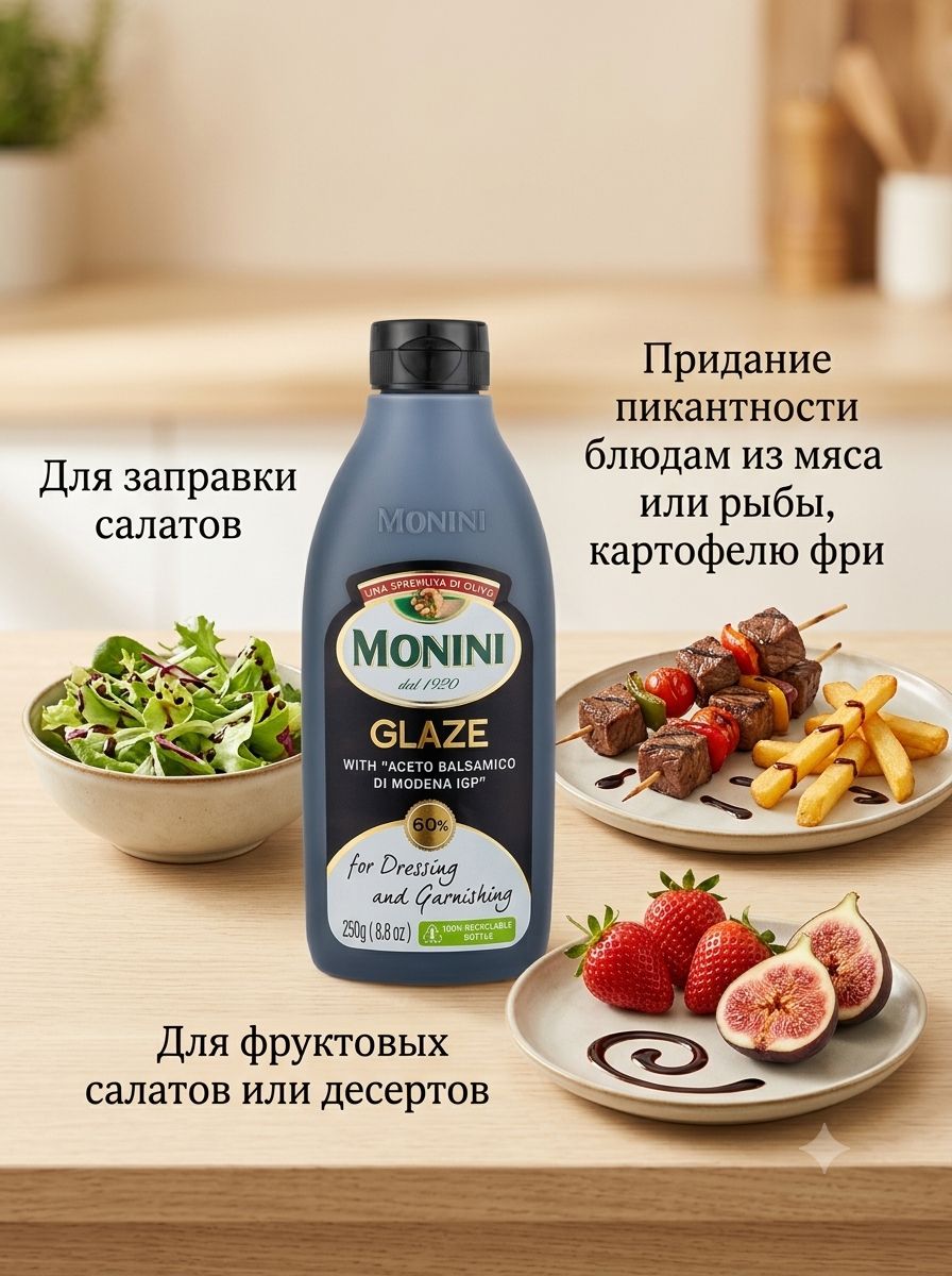 Соус бальзамический Monini Glaze классический, 250мл, 8 шт