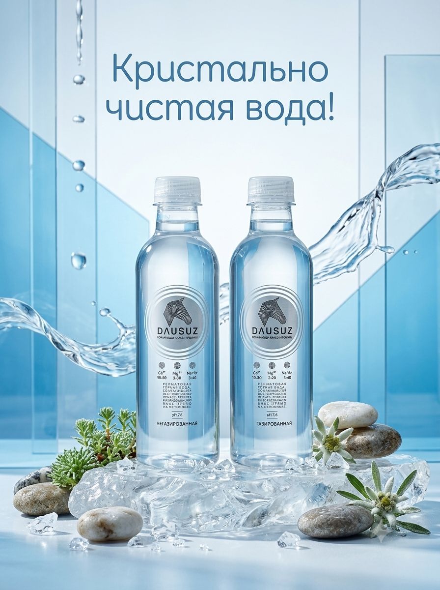 Вода Dausuz 0.33 литра, газ, пэт. Упаковка 20 шт.