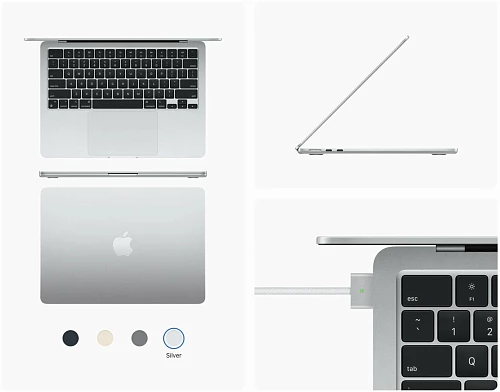 Ноутбук Apple MacBook Air 13 2022 (M2 8-Core, GPU 10-Core, 8GB, 512GB) (Серебристый, MLY03, 8 ГБ, 512 ГБ)