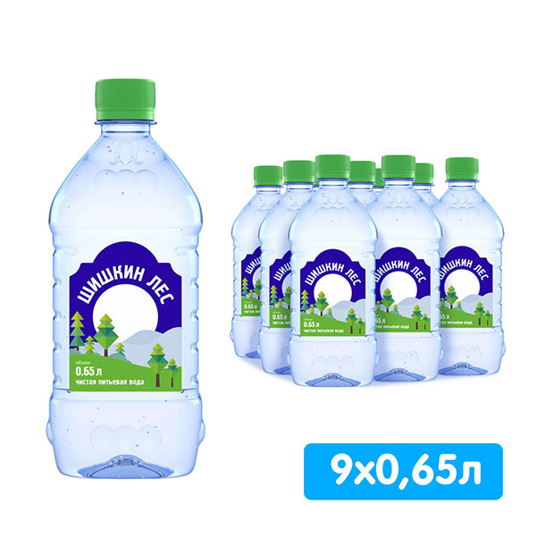 Вода Шишкин лес 0.65 литра, без газа, пэт, 9 шт. в уп.