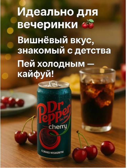 Газированный напиток Dr Pepper Cherry, вишня, 330 мл 24 шт