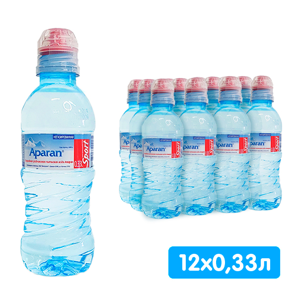 Вода Апаран 0.33 литра, спорт, без газа, пэт, 12 шт. в уп.