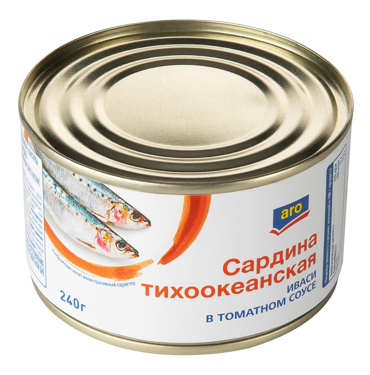 aro Сардина тихоокеанская иваси в томатном соусе, 240г х 48 шт.