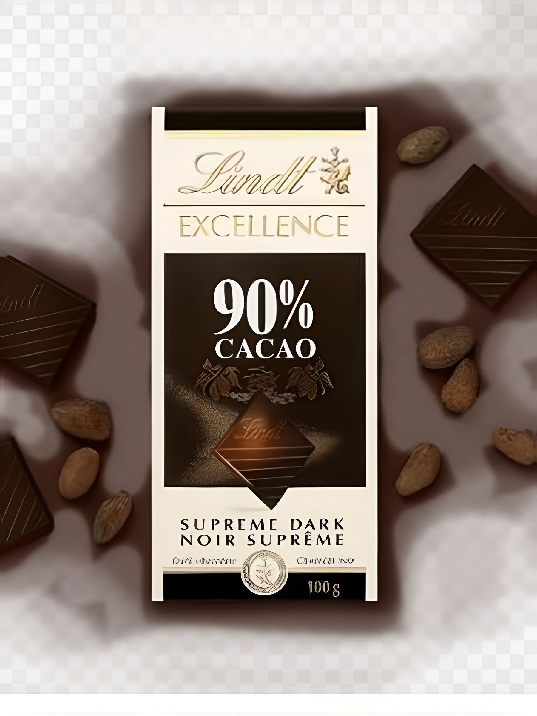 Шоколад темный Lindt Excellence 90% какао (100 гр). 2 шт.