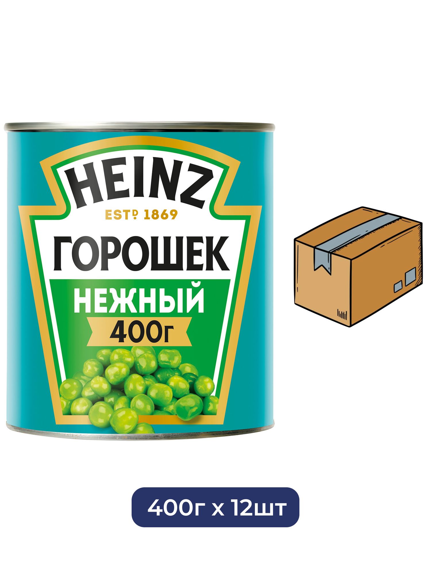Горошек зеленый Heinz нежный, 400г х 12 шт.
