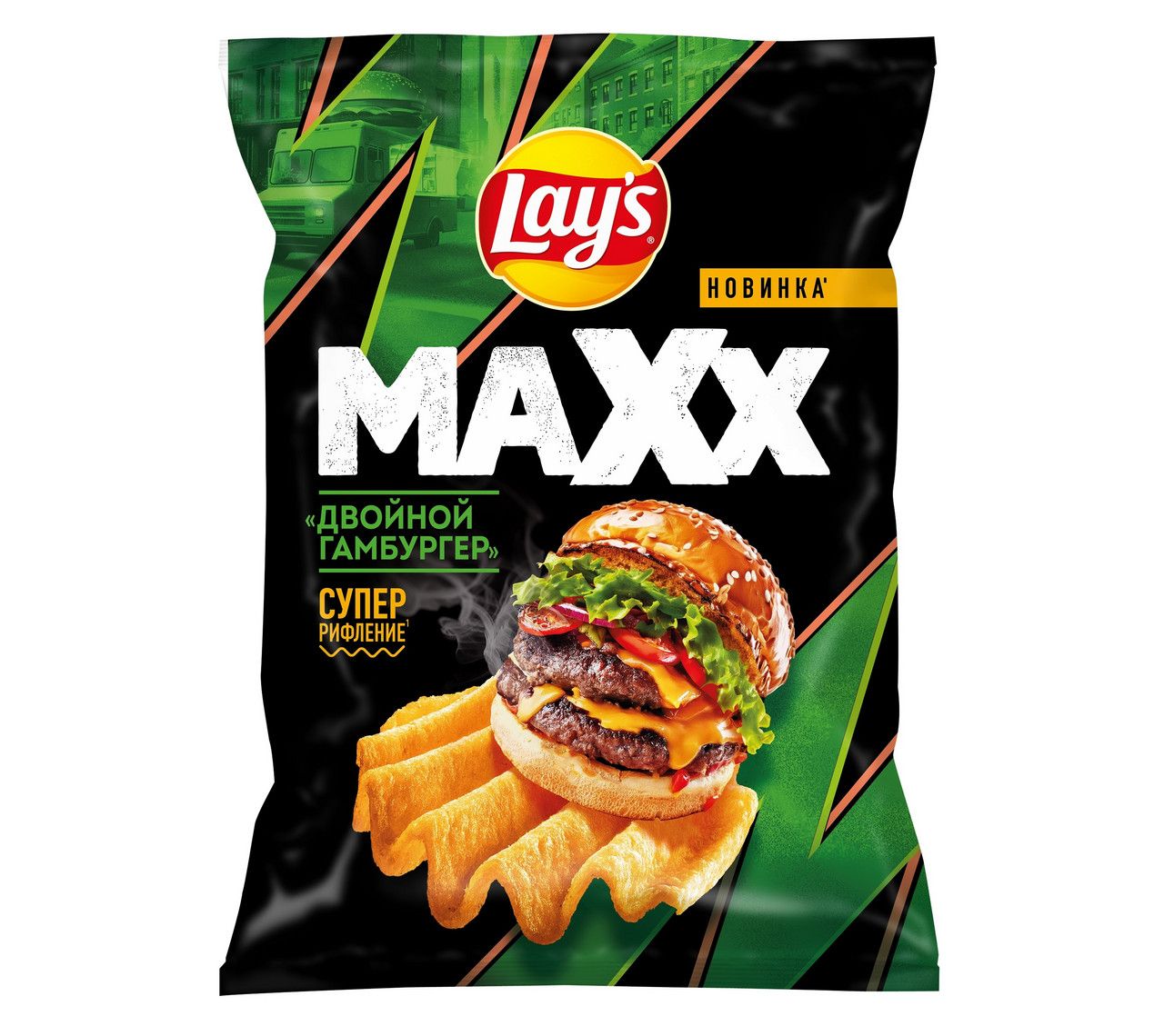 Чипсы Lay's Maxxx Двойной гамбургер, 100г х 10шт.