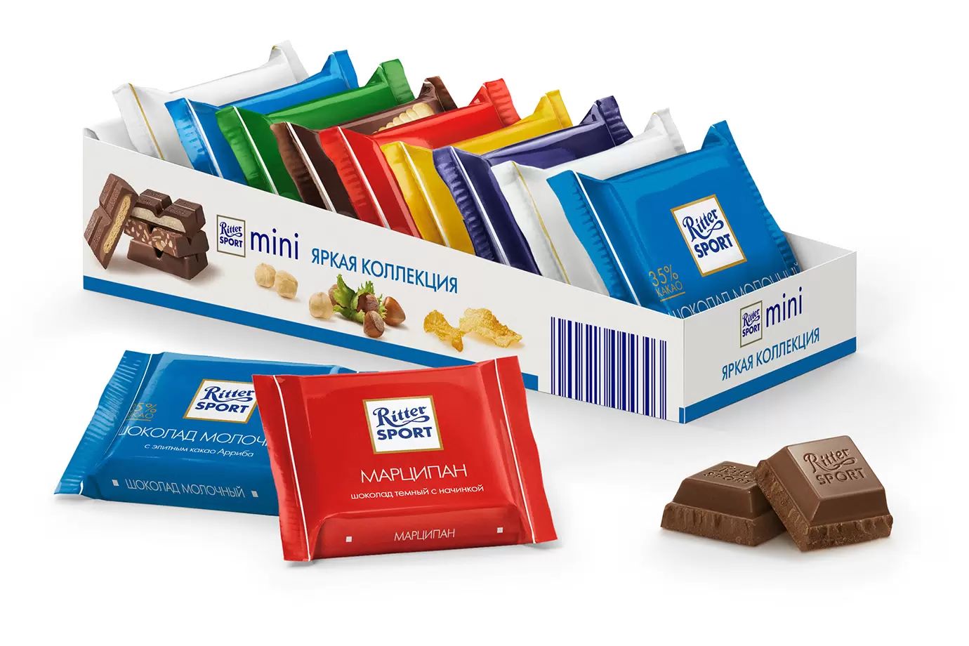 Шоколад Ritter Sport Duo молочный кремовый, 218г. Набор 6 шт.