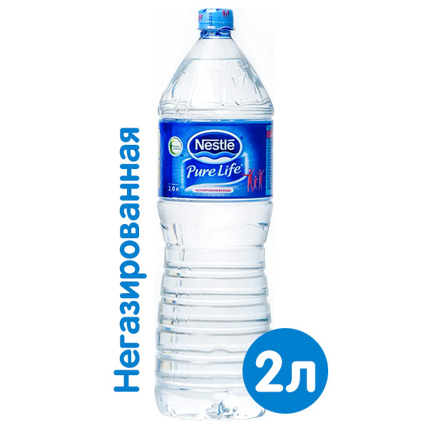Вода Nestle Pure Life 2 литра, без газа, пэт, 6 шт. в уп.