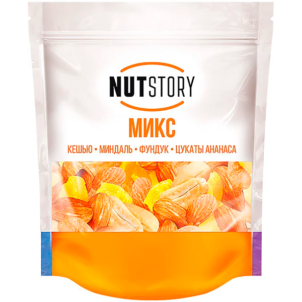 Микс Nut Story кешью миндаль фундук цукаты ананаса 150 гр