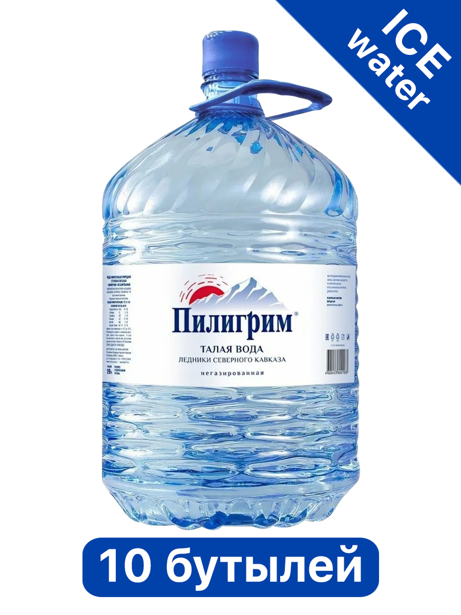 Минеральная питьевая столовая вода "Пилигрим" 19.0 литров (одноразовые бутыли) 10 шт