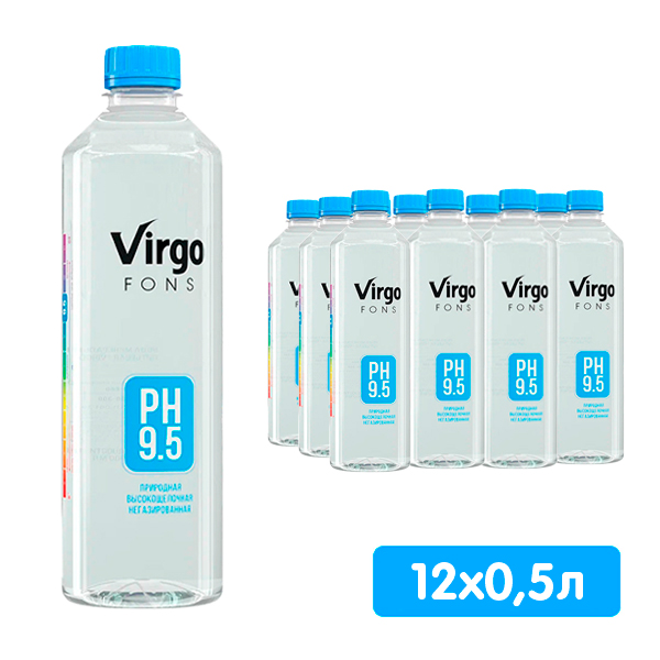 Вода минеральная Virgo fons 0.5 литра, без газа, пэт, 12 шт. в уп.
