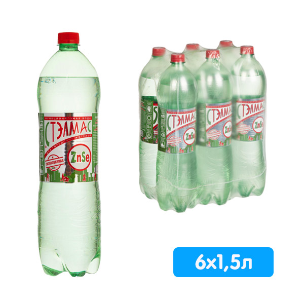 Вода Stelmas Zn Se I Cr 1.5 литра, газ, пэт, 6 шт. в уп.