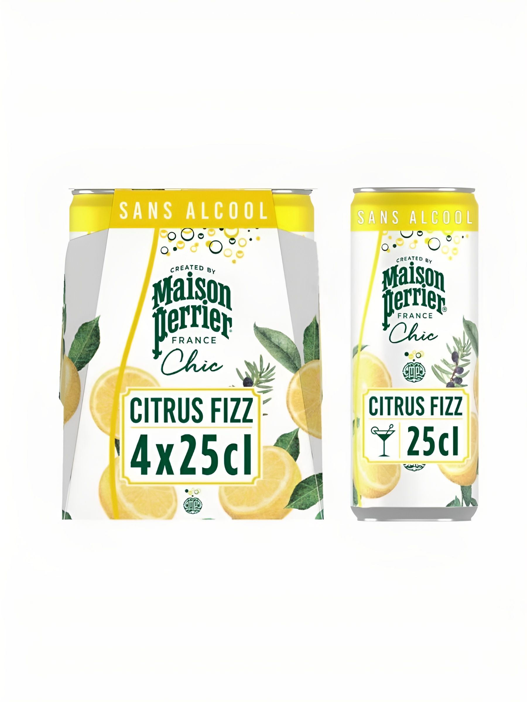 Напиток газированный Perrier Maison Chic Citrus Fizz со вкусом цитрусов, 4 шт по 0,25 л, ж/б