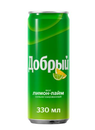 Напиток Добрый Лимон-лайм газированный, 0,33 литр. Жб. Упаковка 24 шт.
