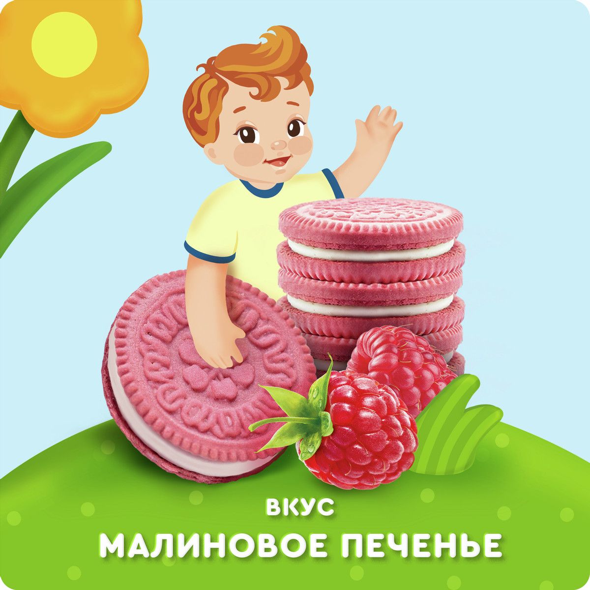 Пюре детское Агуша Малиновое печенье, 80г x 10шт
