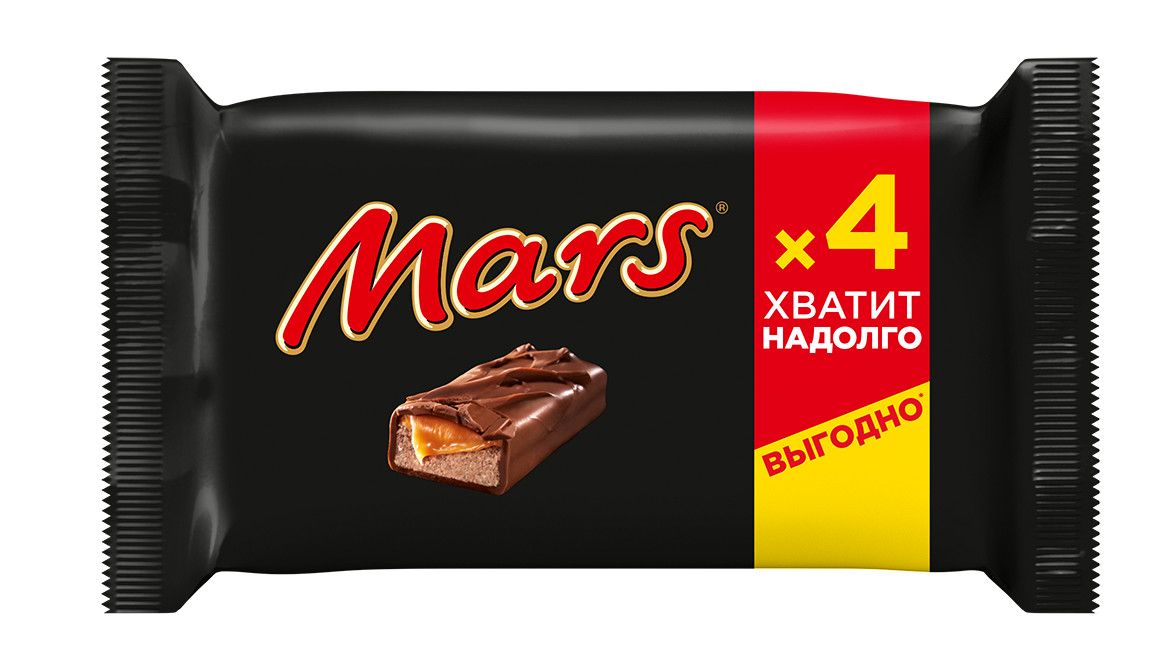 Батончик шоколадный Mars (40.5г х 4шт), 162г. Упаковка 28 шт.