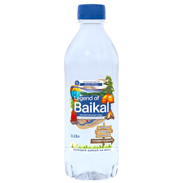Вода Легенда Байкала 0.33 литра, без газа, пэт, 12 шт. в уп.