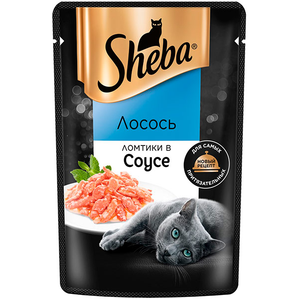 Корм влажный Sheba Ломтики в соусе с лососем 75 гр (28 шт)