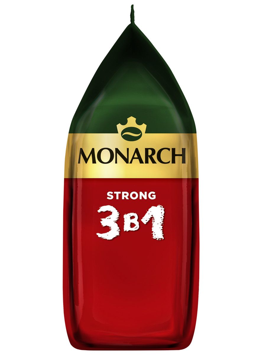 Напиток кофейный Monarch Strong 3в1 растворимый (13г x 50шт), 650г. Набор 10 упаковок.