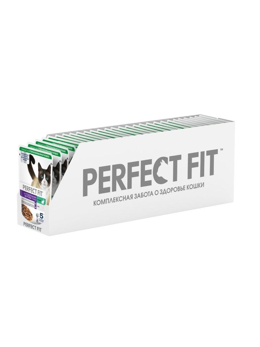 Влажный корм PERFECT FIT Для здоровья почек, для кошек, с кроликом в соусе 28 х 75г