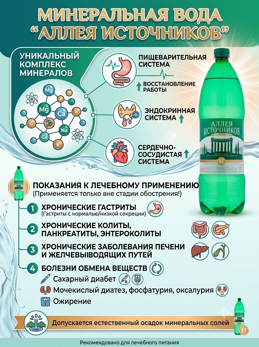Вода Аллея источников №17 Аква-Вайт 1.5 литра, газ, пэт.( упаковка 6 шт)