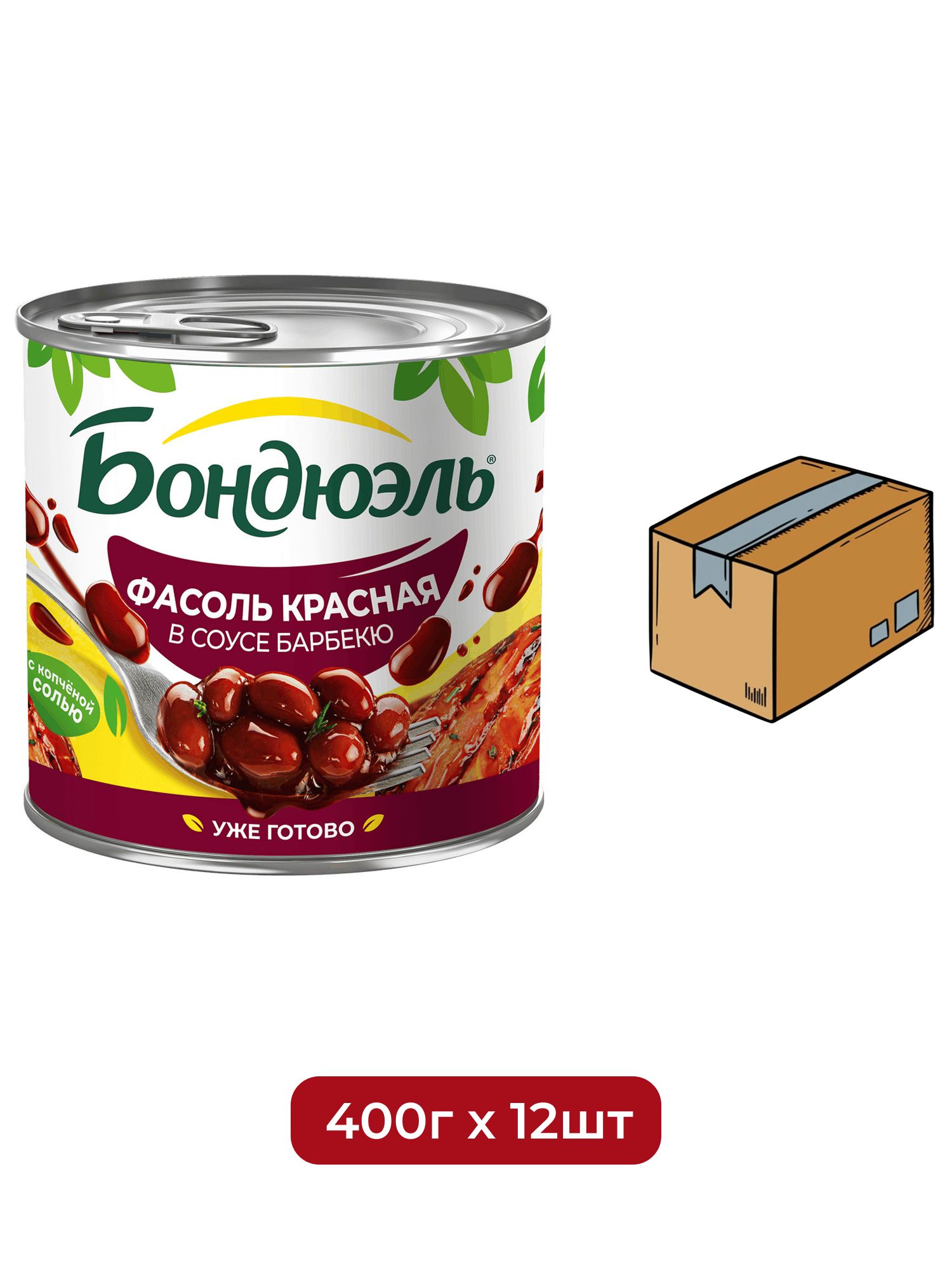 Фасоль Бондюэль красная в соусе барбекю, 400г х 12 шт.