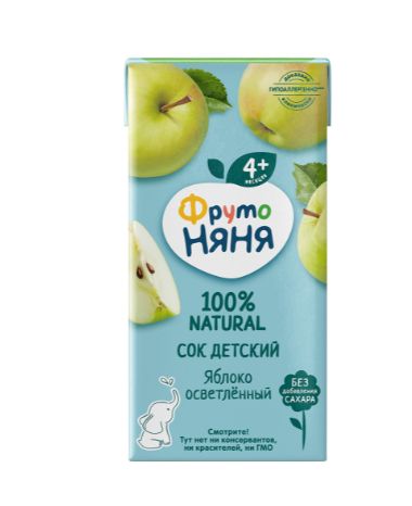 Сок детский ФрутоНяня Яблоко, 200мл (Упаковка 18 шт)