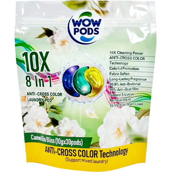 Гель-капсулы для стирки Wow Pods Camellia Bliss 8 в 1, 30 шт