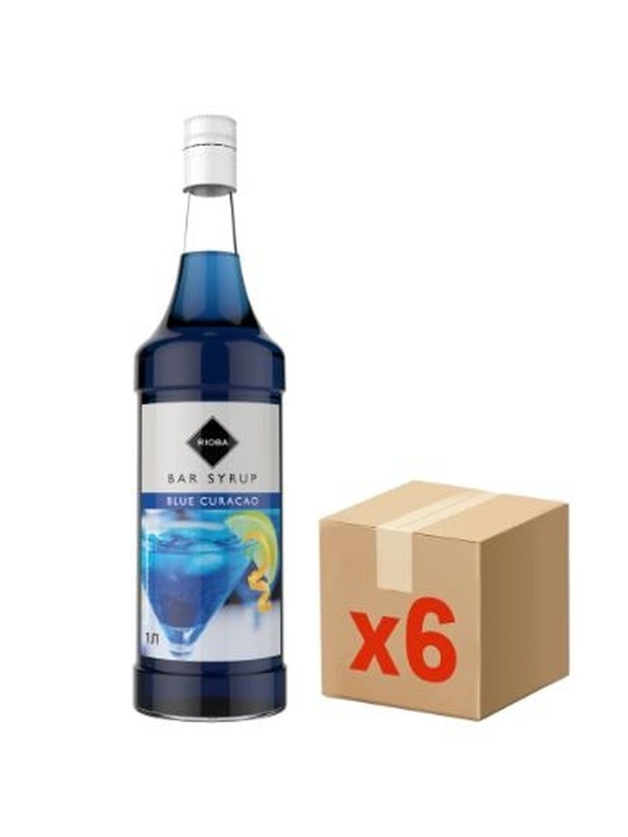RIOBA Сироп Blue кюрасао, 1л. Стекло. Упаковка 6 шт.
