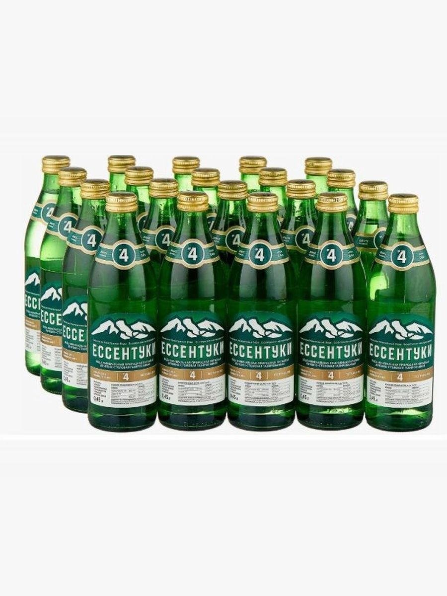 Вода минеральная Ессентуки №4 0.45л стекло газированная (упаковка 0.45л х 20шт.)