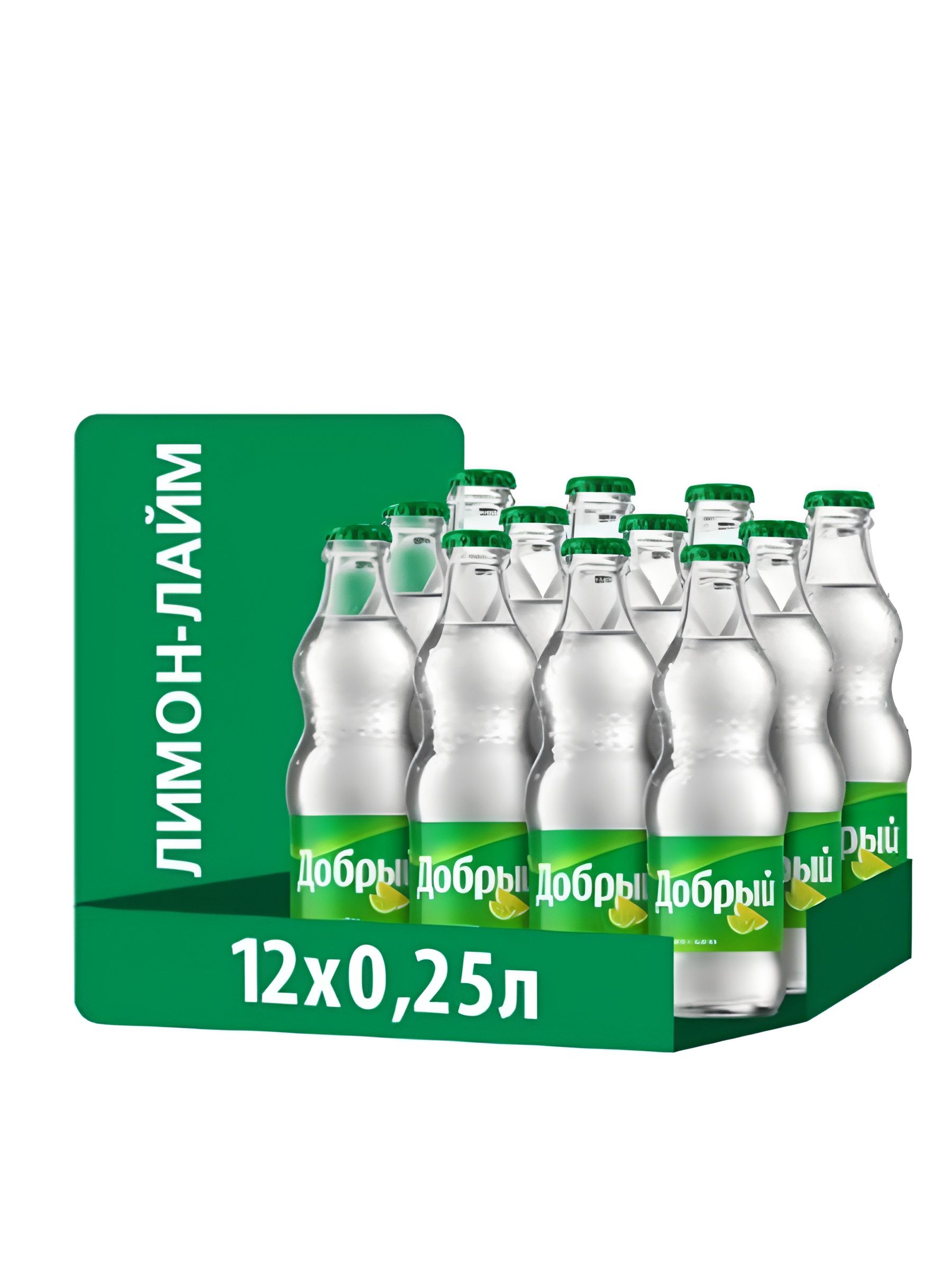 Напиток Добрый Лимон-лайм газированный, 0,25 л. Стекло. Упаковка 12 шт.