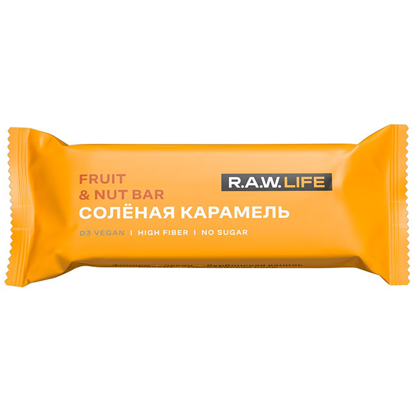 Батончик R.A.W. LIFE орехово-фруктовый Соленая карамель 47 гр