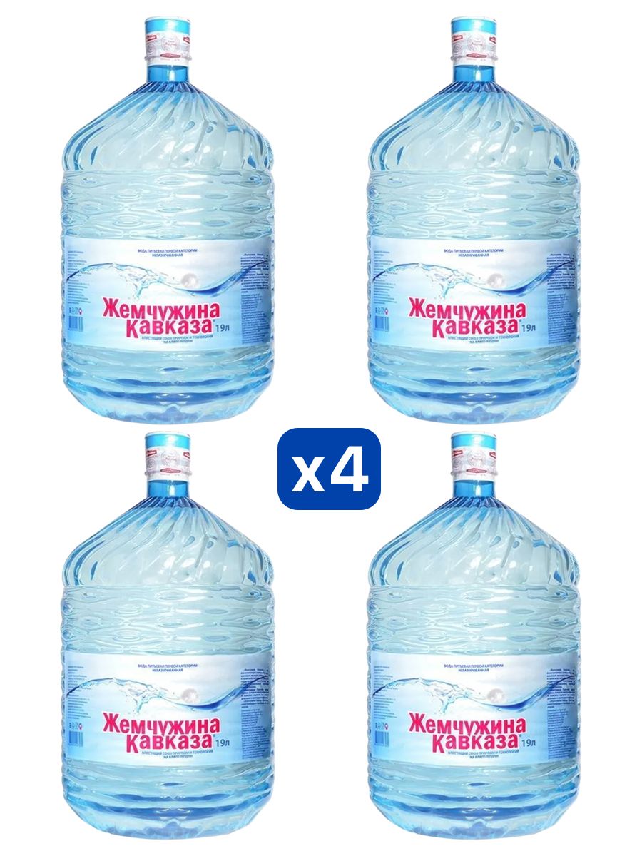 Вода питьевая Жемчужина Кавказа 19л негазированная (бутыль одноразовая 4 шт.)