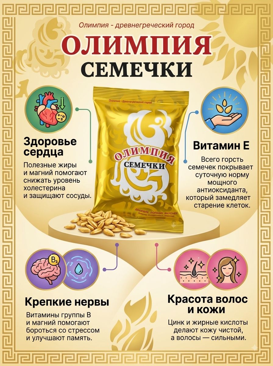 Семечки обжаренные отборные без соли "Олимпия" 100г х 10шт.