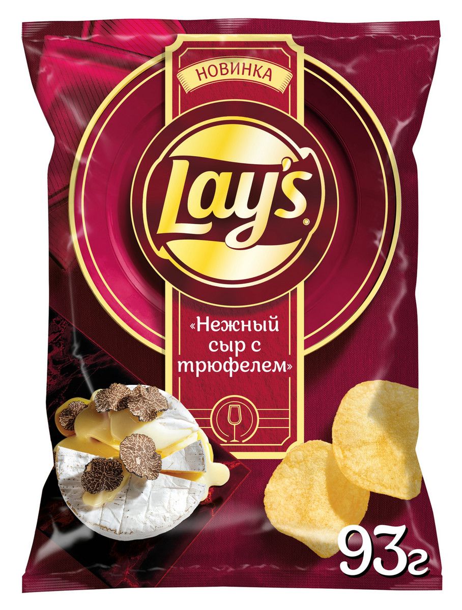 Чипсы Lay's Нежный сыр с трюфелем, 93г. Упаковка 24шт. Набор 4 упаковки.