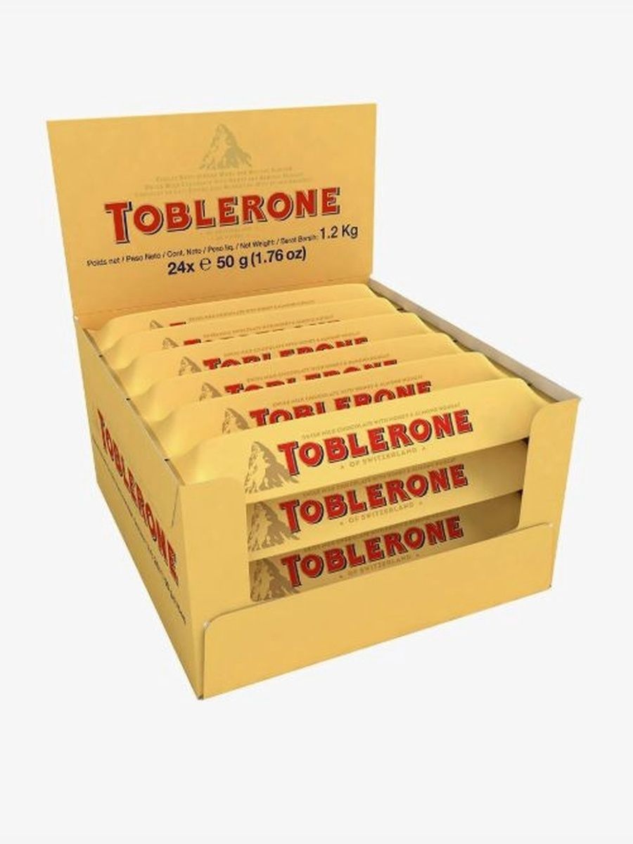Шоколад молочный Toblerone с медово-миндальной нугой, 50гр. 24 шт.