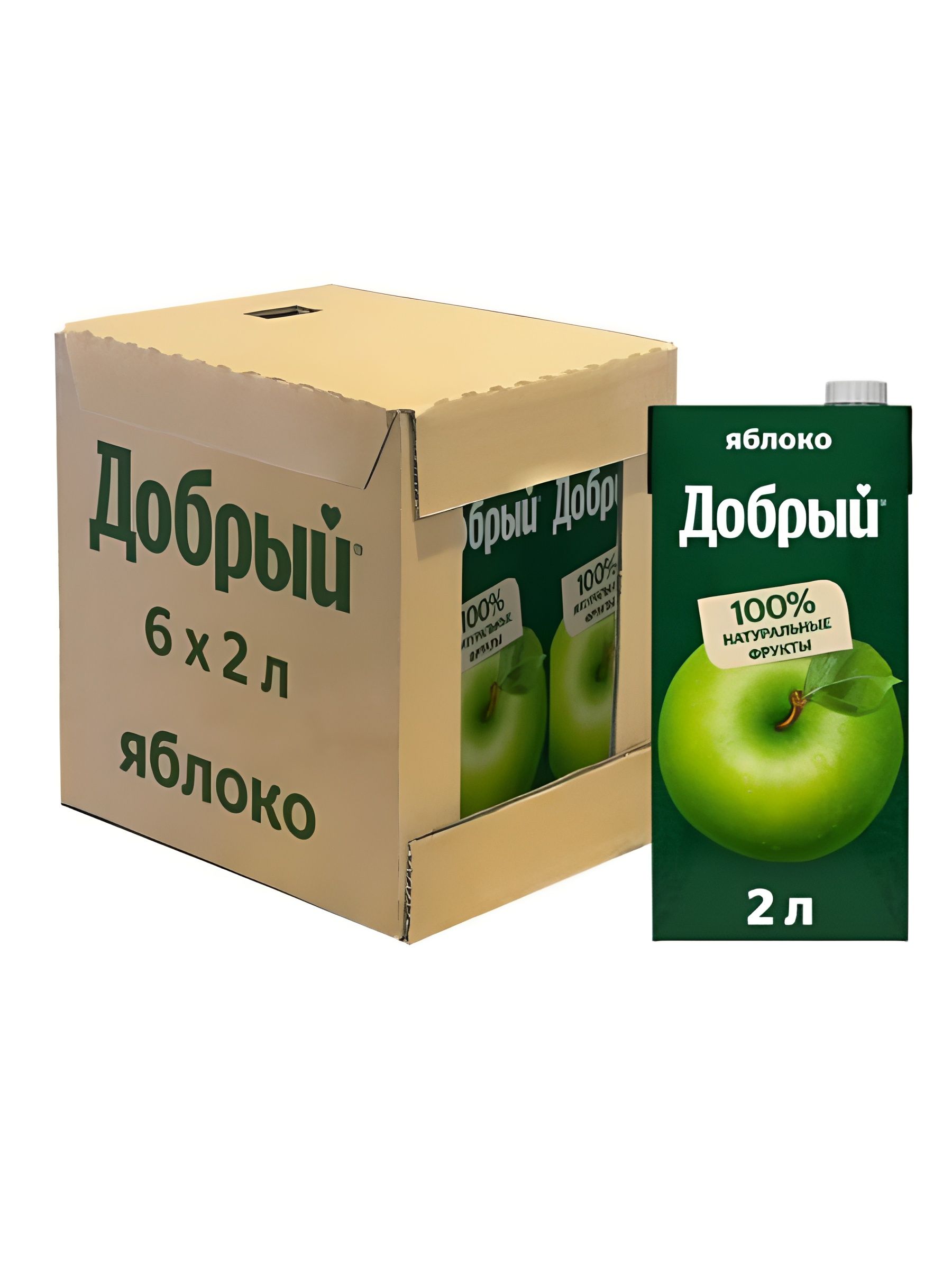 Нектар Добрый Яблоко, 2л. Упаковка 6 шт.