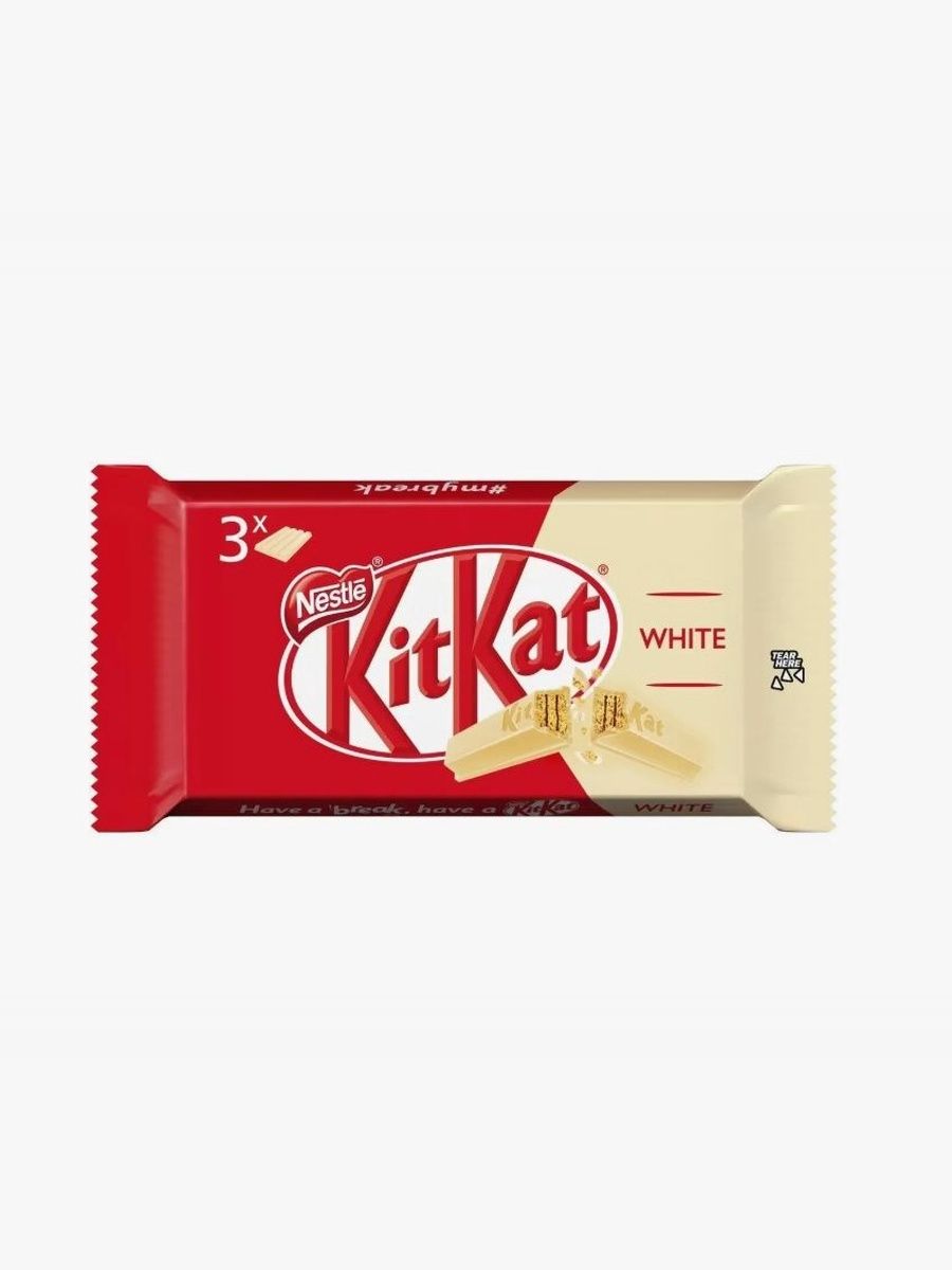 Молочный шоколадный батончик Kit Kat White с хрустящей вафлей (41,5 грамм). 24 шт.