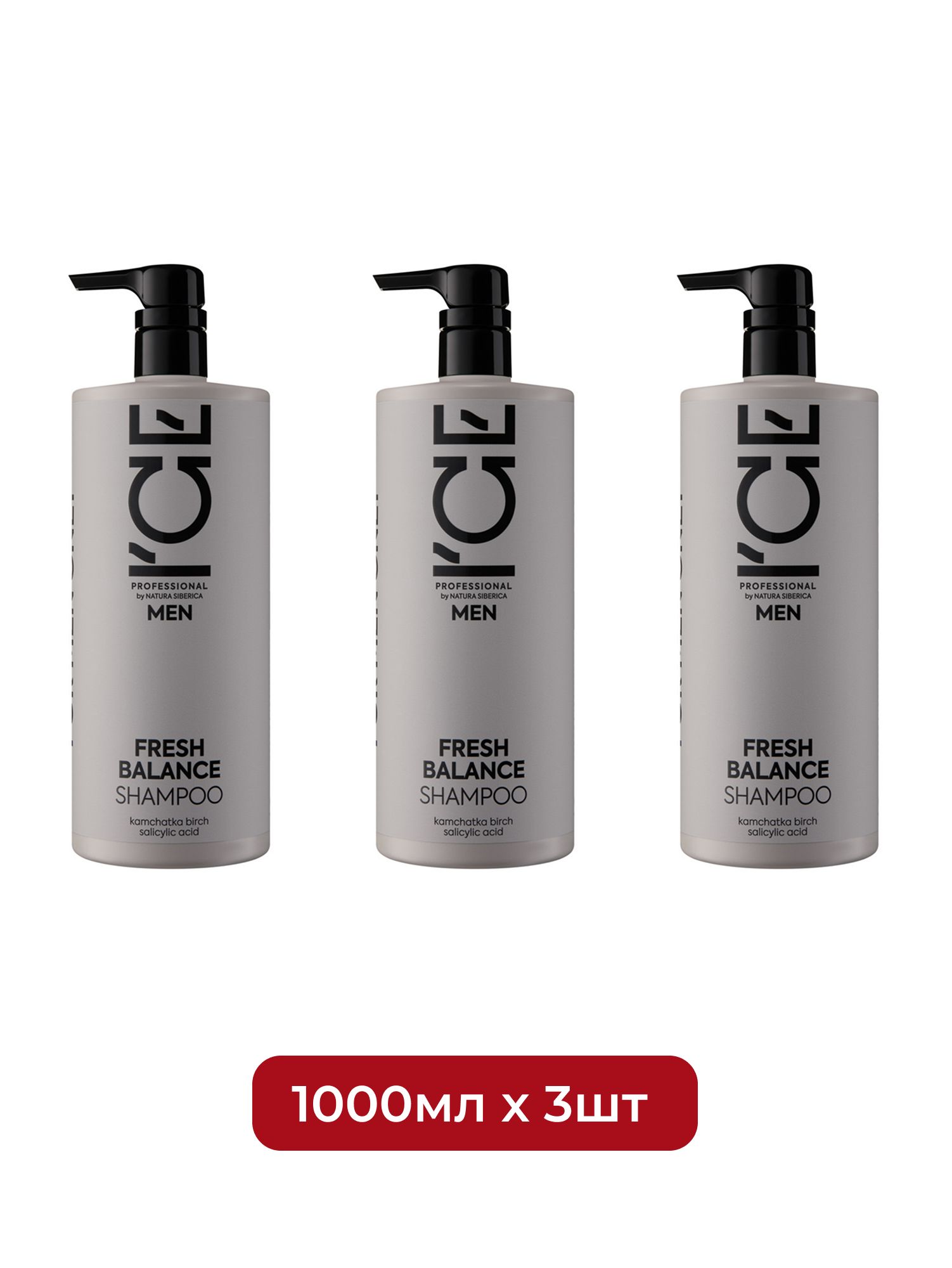 Мужской шампунь для жирных волос ICE by Natura Siberica Take It Home, 1000 мл х 6шт.