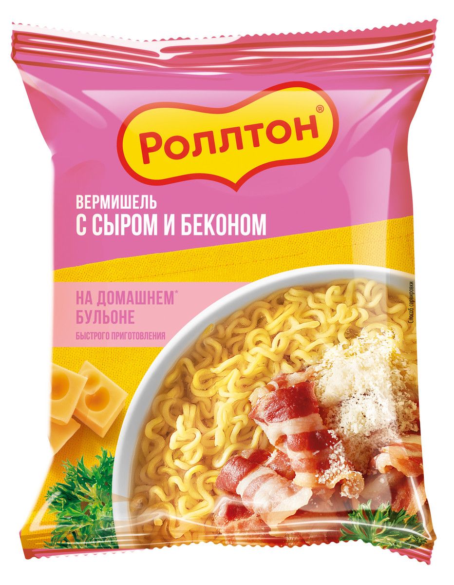 Вермишель быстрого приготовления Роллтон сыр-бекон, 60г х 42 шт.