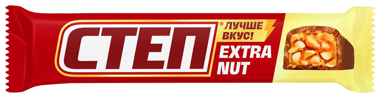 Батончик шоколадный Степ Extra Nut, 47г. Упаковка 25 шт.