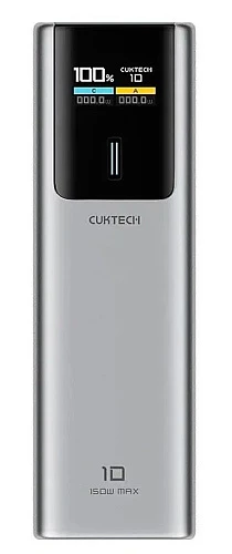 Внешний аккумулятор Cuktech PB100P, 10000 мАч, 150Вт, QC 3.0, PD3.1 TFT-экран (Серый)