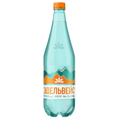 Вода Эдельвейс минеральная газированная, 1 шт, ПЭТ, 1л.
