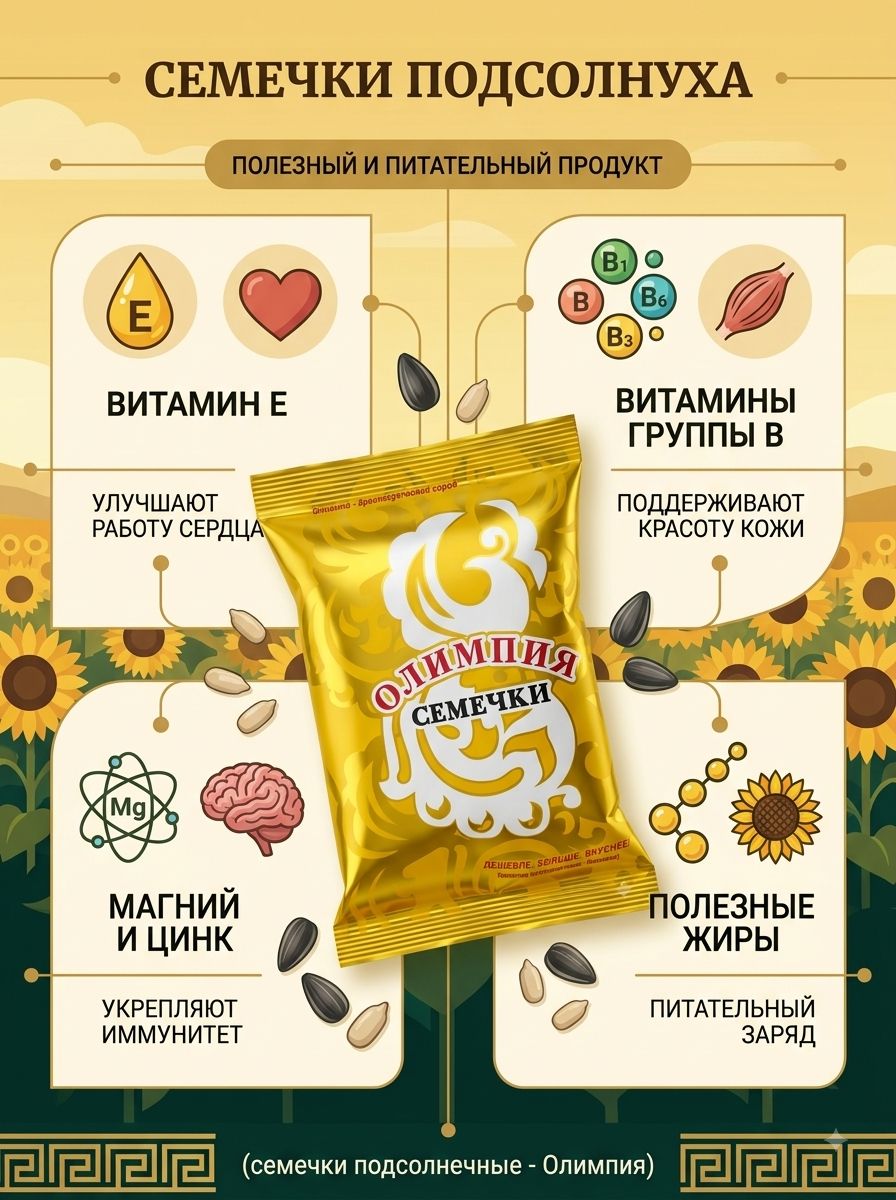 Семечки обжаренные отборные без соли "Олимпия" 100г х 10шт.
