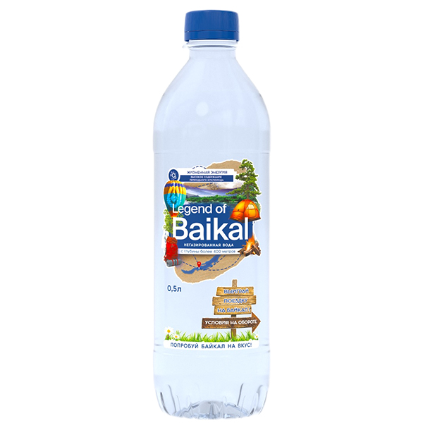 Вода Легенда Байкала 0.5 литра, без газа, пэт, 12 шт. в уп.