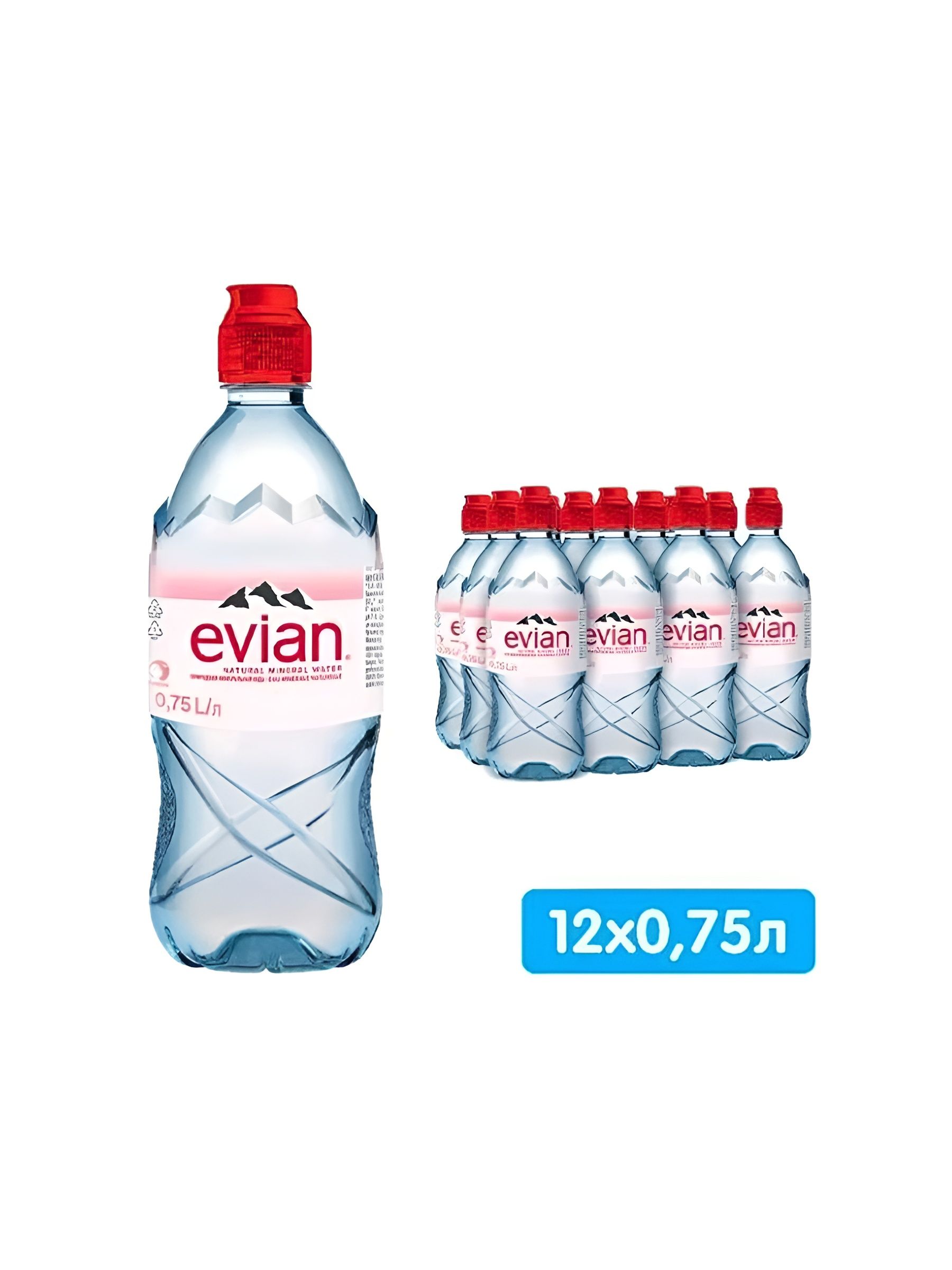 Вода негазированная Evian Sport, 12 шт по 0.75 л
