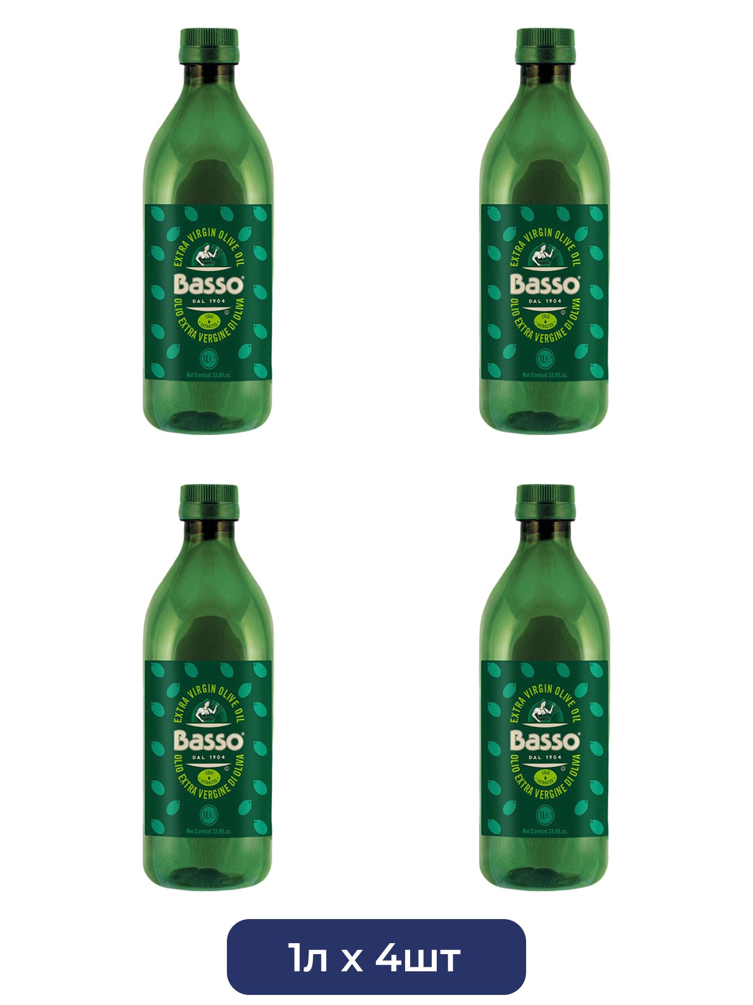 Масло Оливковое Basso Extra Virgin Нерафинированное 1л пэт х 4шт.